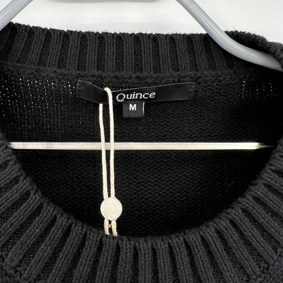 Quince Women's Black Boyfriend Crew Sweater 100% Organic Cotton M NWT Oversized - Picture 7 of 9